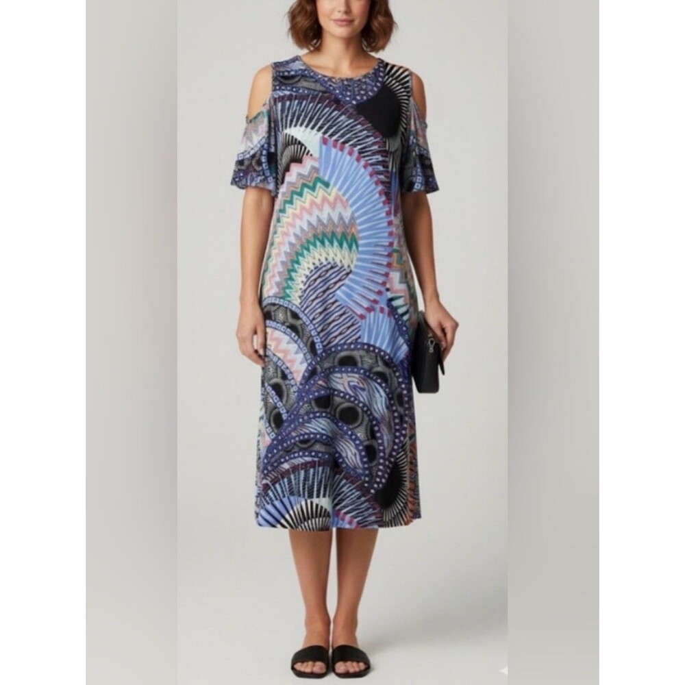 MSK Colorful Patterned Midi Dress Size XL Made in India